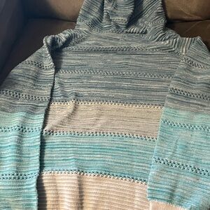 Striped Blue and Gray Ladies Sweater